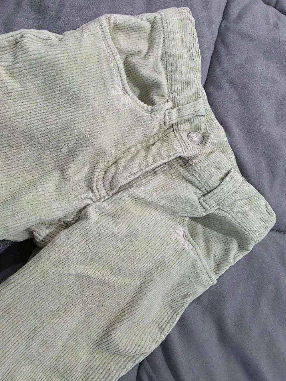 Vintage Gymboree Size 3 Mint Green Retro Flare Adjustable Waist Corduroy Pants